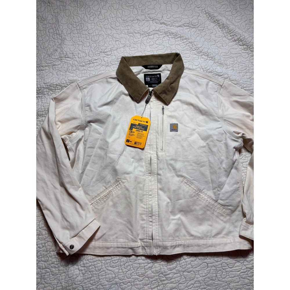 Carhartt Womens Rugged Flex Canvas Detroit Jacket Natural White Womens Large